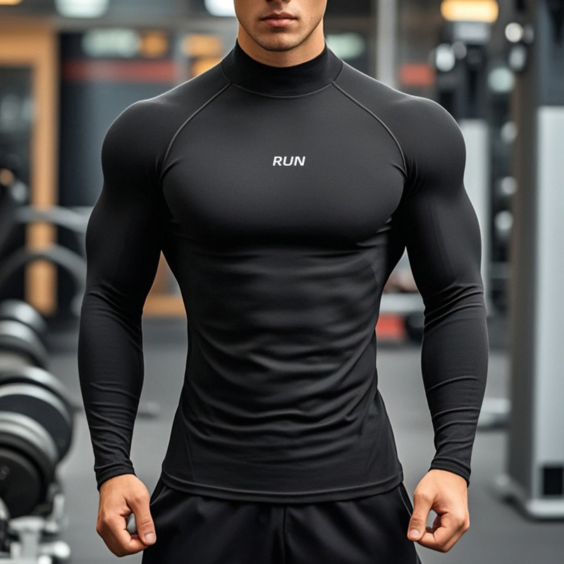 T Shirt Tight Fit - Camiseta masculina de manga comprida com