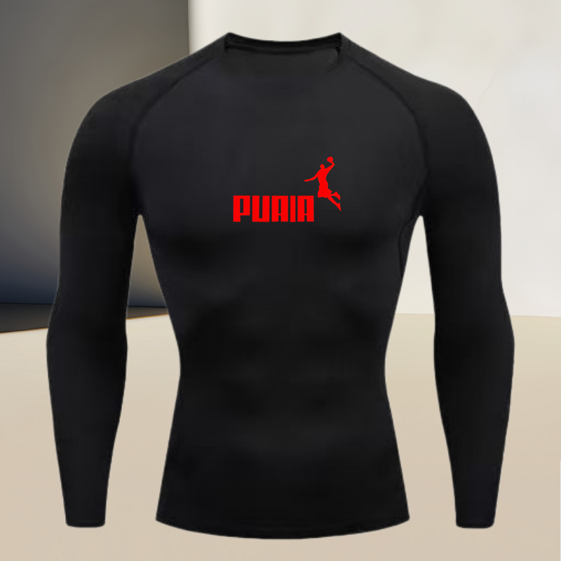 T Shirt Tight Fit - Camiseta masculina de manga comprida, gola